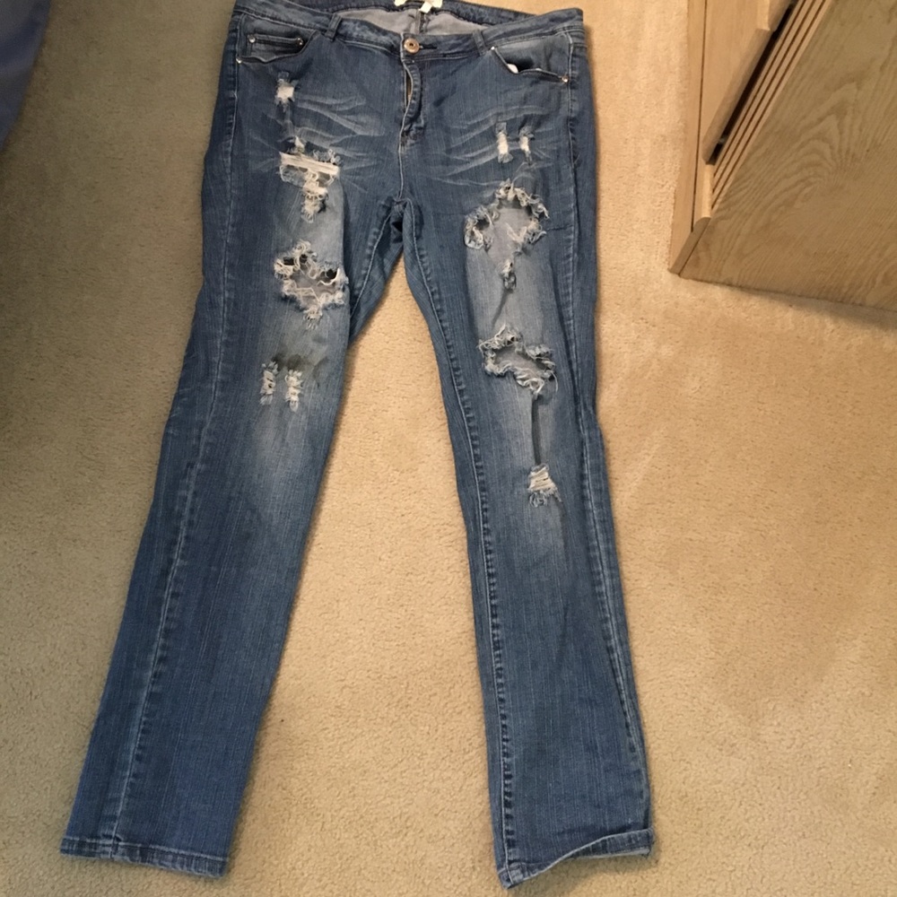 Distressed Blue Jeans
